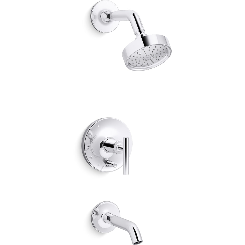 Purist 1-Handle Wall-Mount Bath and Shower Trim Kit with Lever Handle in Polished Chrome