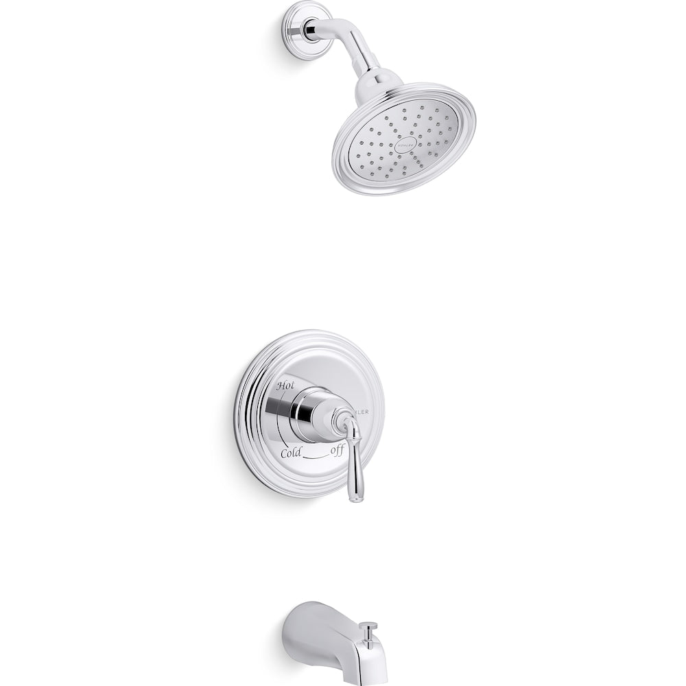 Devonshire 1-Handle Wall-Mount Bath and Shower Trim Kit with Lever Handle in Polished Chrome