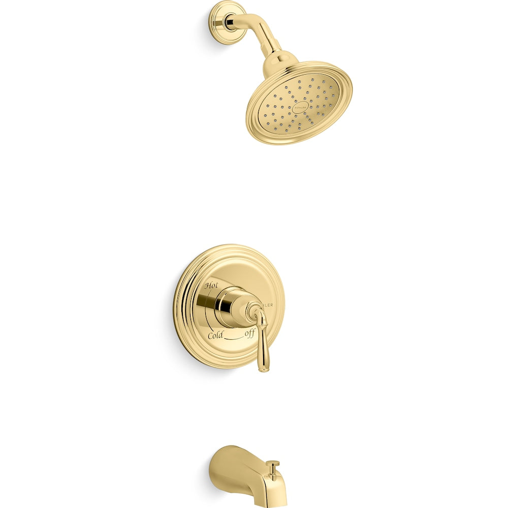 Devonshire 1-Handle Wall-Mount Bath and Shower Trim Kit with Slip-Fit Spout in Vibrant Polished Brass
