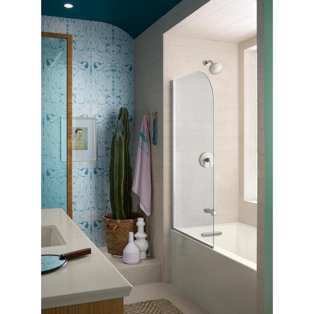 Ensemble de garniture de baignoire et de douche à montage mural à 1 poignée avec poignée à levier en nickel brossé vibrant