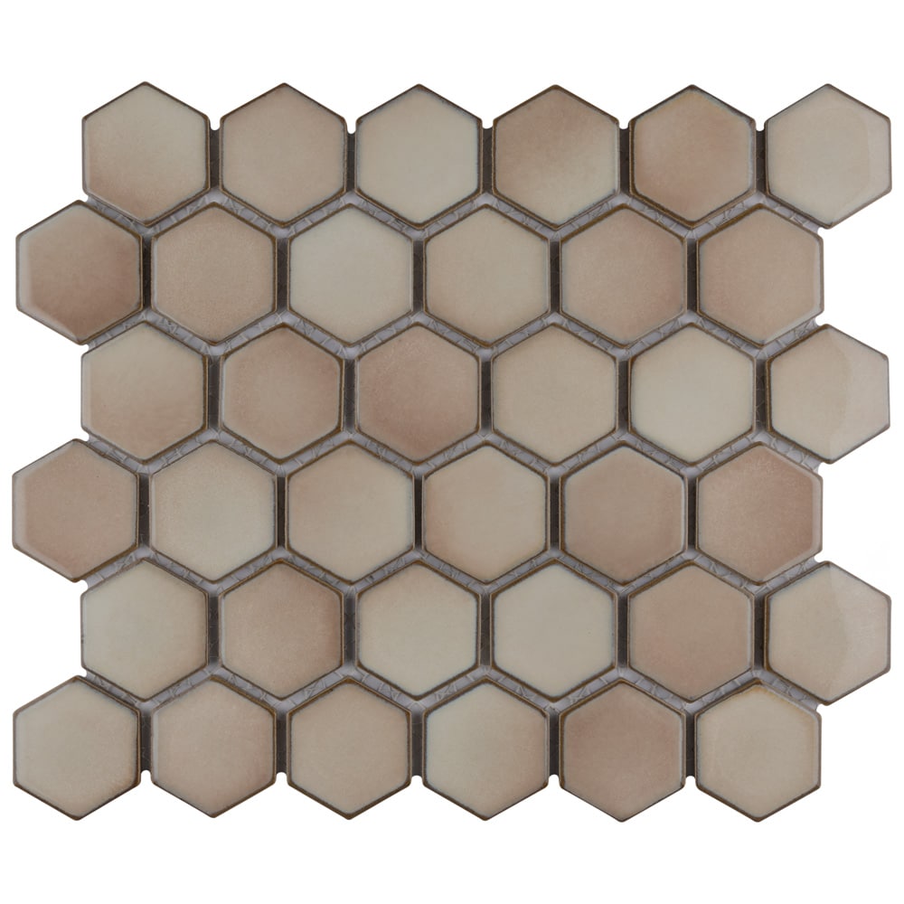 Sample - Hudson 2" Due Hex Truffle 6 in. x 6 in. Porcelain Mosaic