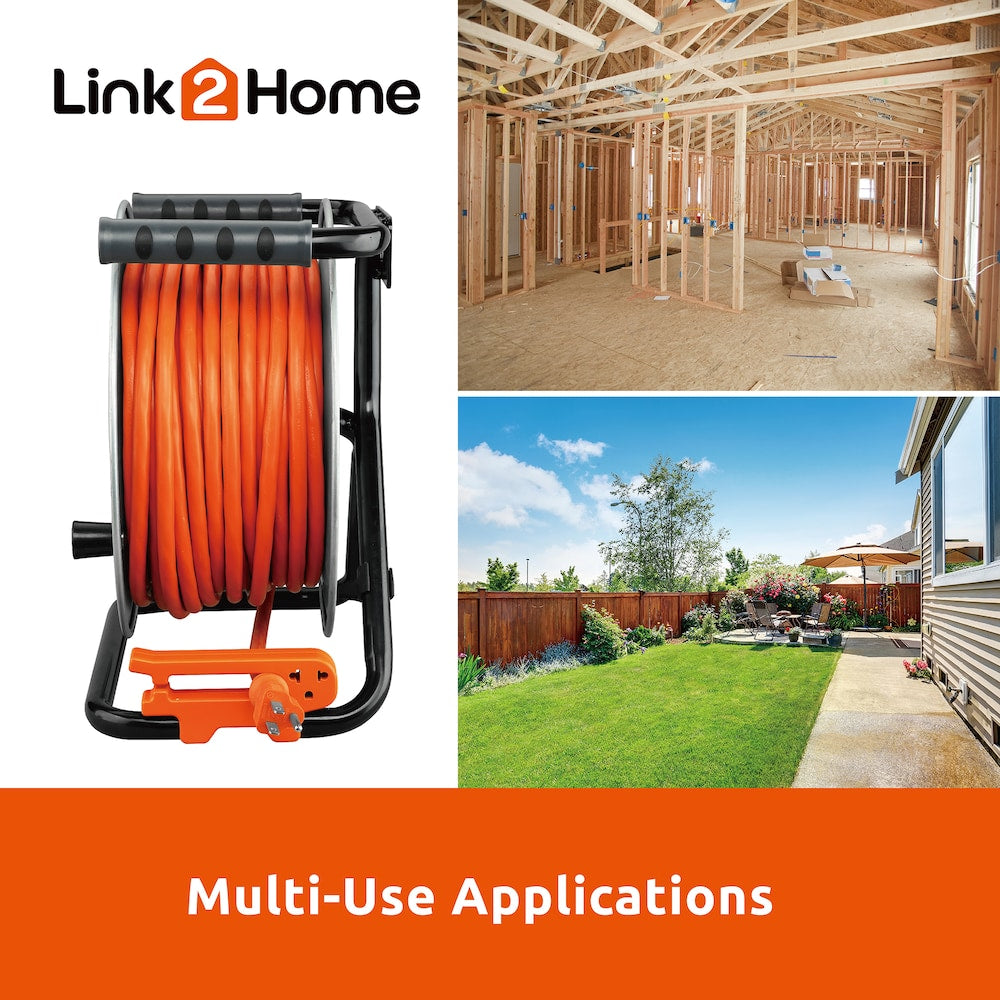 75 ft. 12/3 Extension Cord Storage Reel with 4 Grounded Outlets and Overload Circuit Breaker