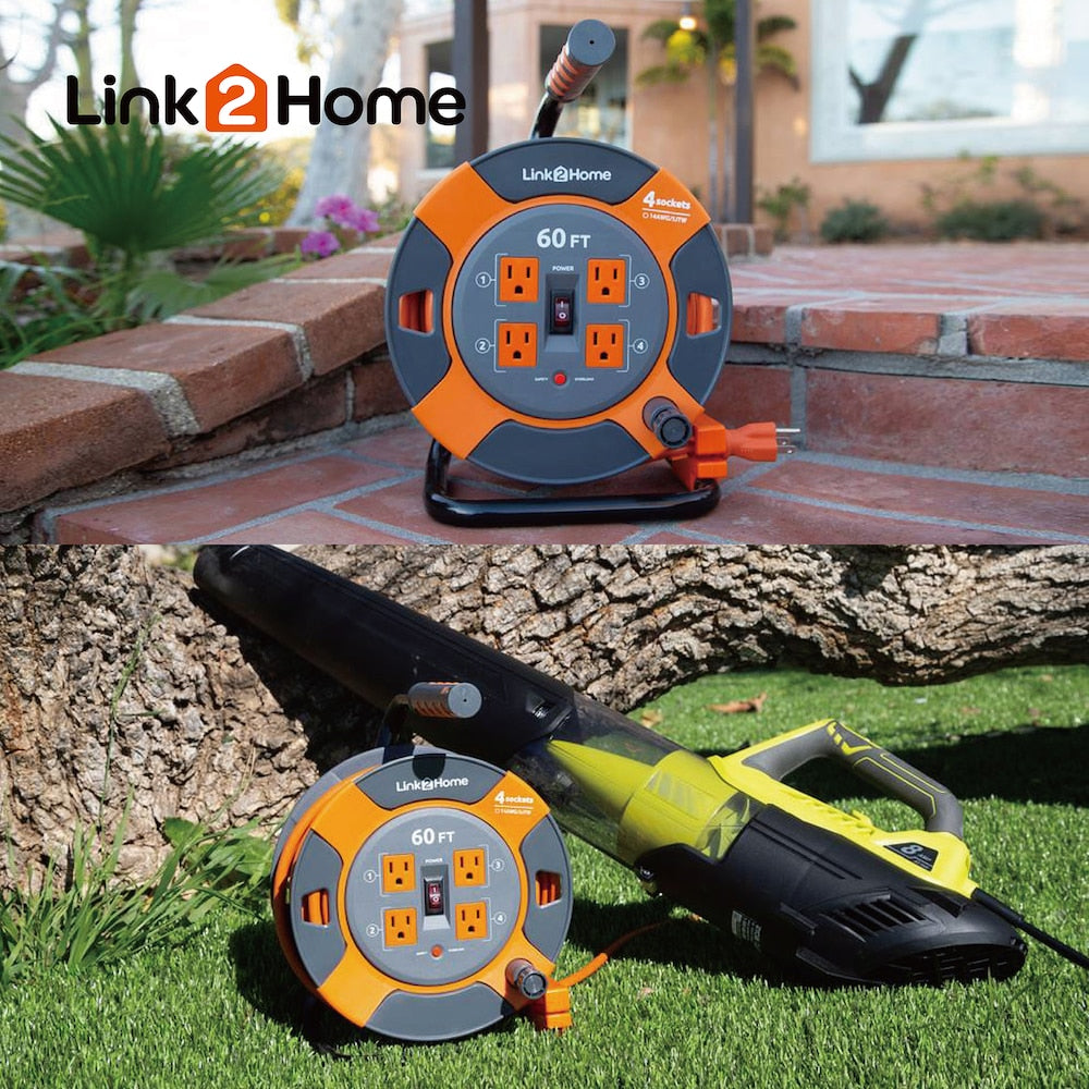 60 ft. 14/3 Extension Cord Storage Reel with 4 Grounded Outlets and Overload Circuit Breaker