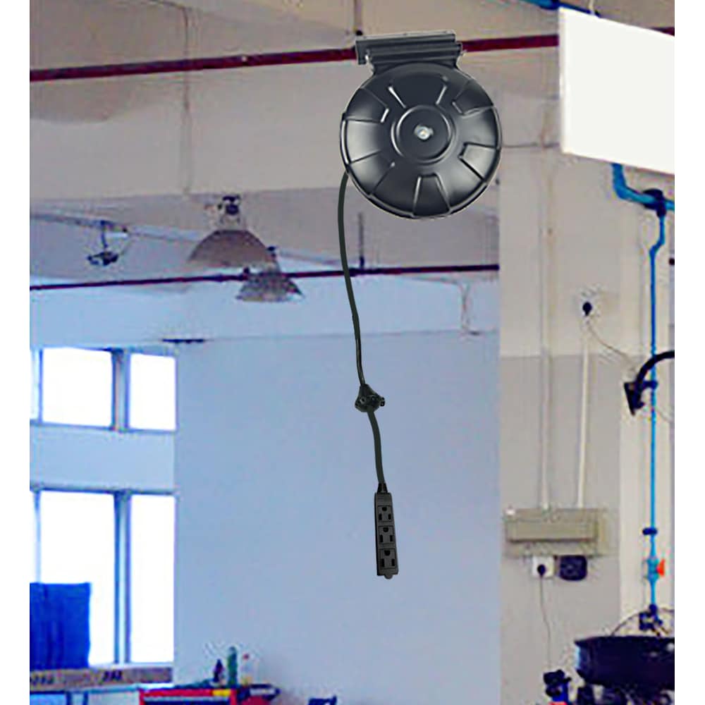 30 ft. 16 Gauge 10 Amps Indoor/Outdoor Light Duty Metal Retractable 3-Outlet Extension Cord Reel