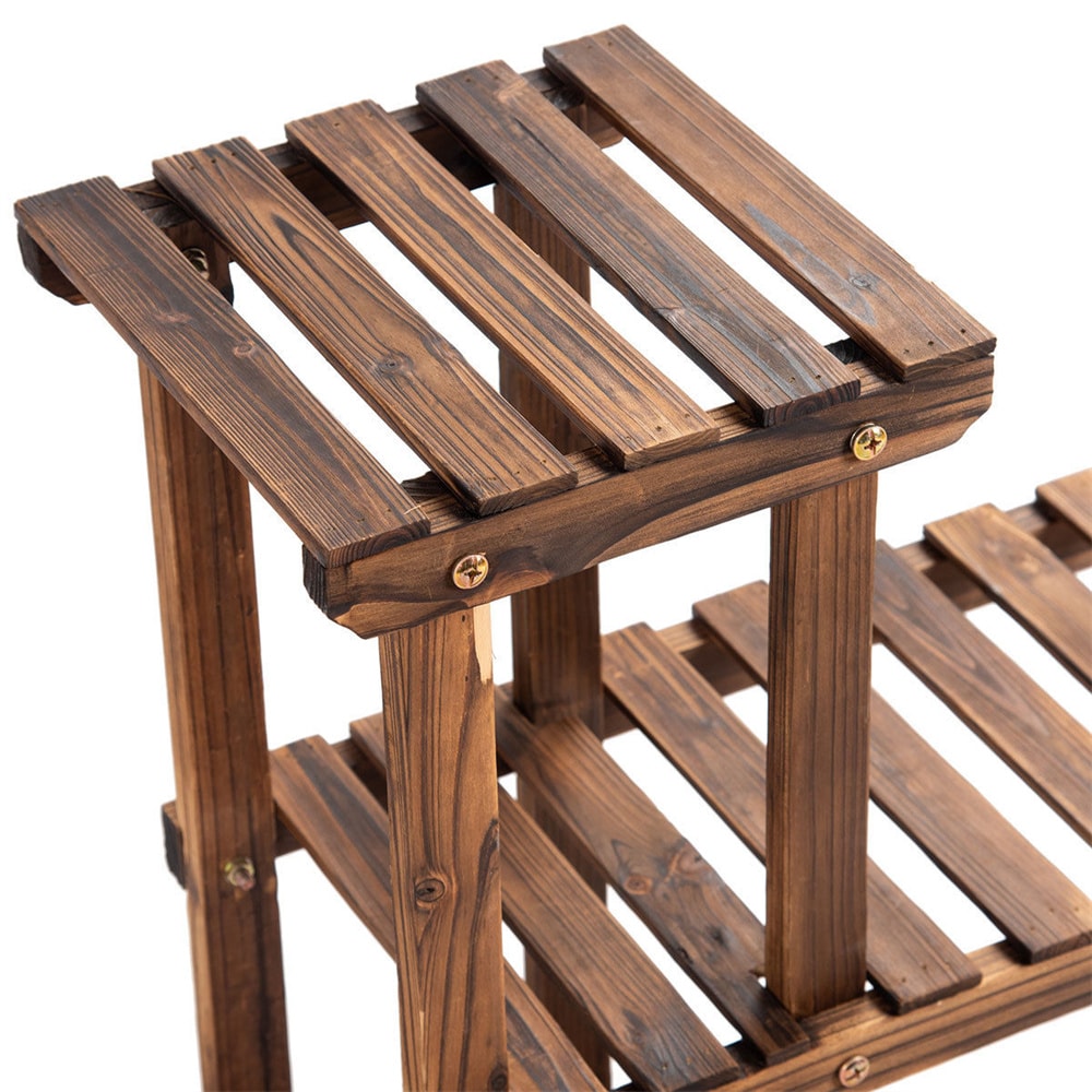Présentoir à 6 niveaux pour 13 pots de fleurs en bois Étagère de rangement en bois pour jardin