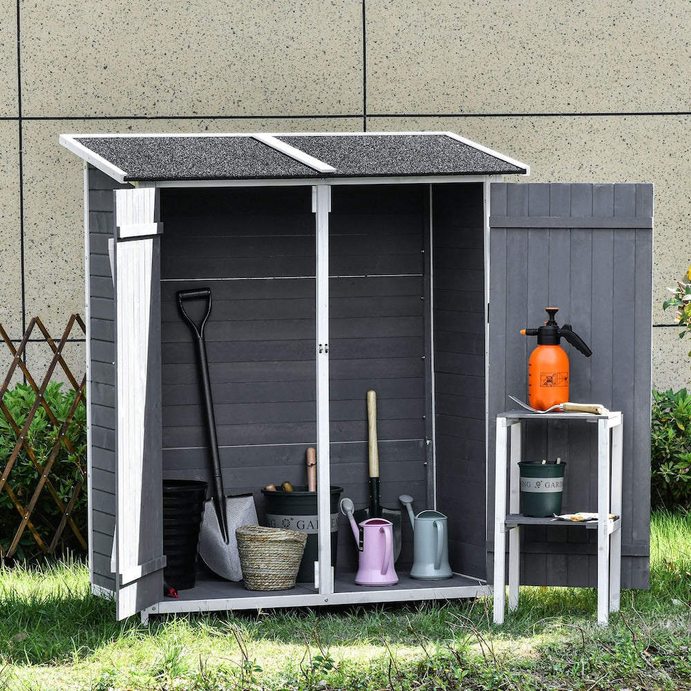 Garden Storage Shed Asphalt Roof Cabinet Movable Shelf & Fixed Fitting