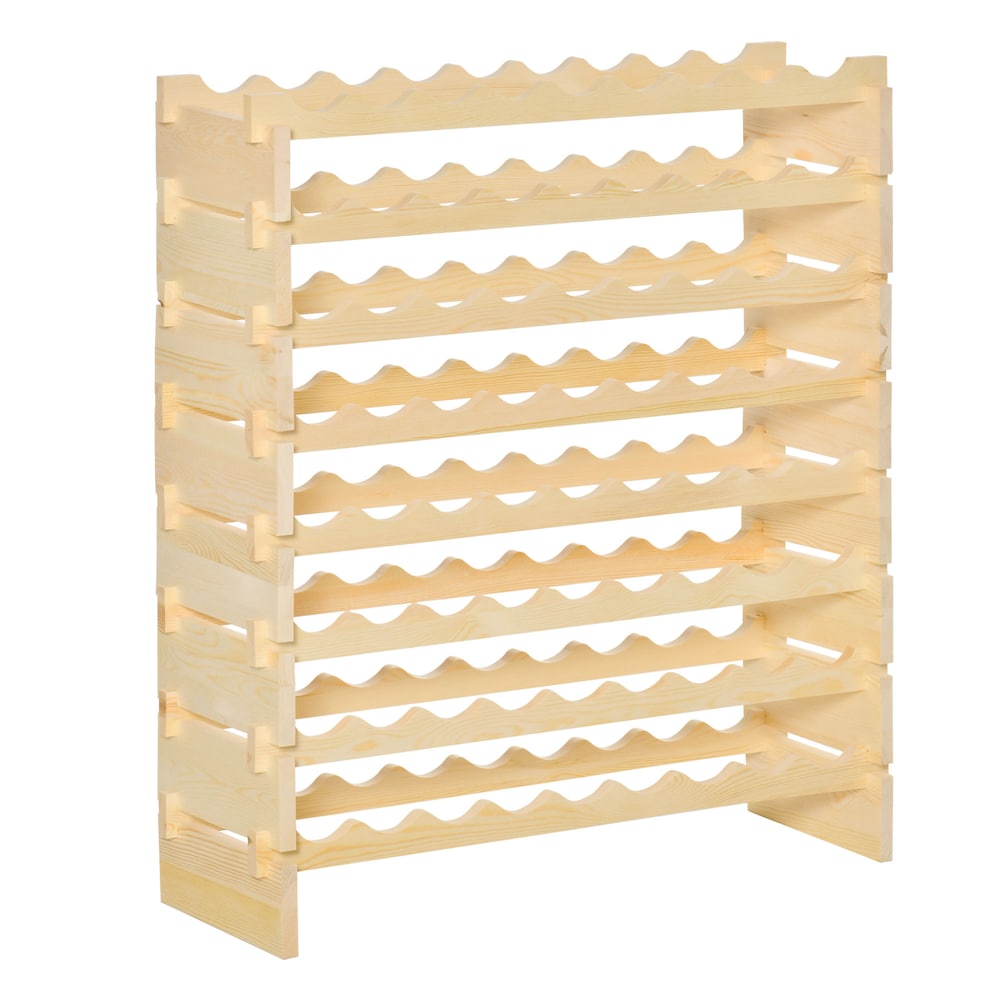 Freestanding 8-Tier Solid Wood Wine Rack Stackable Holder 72-Bottle