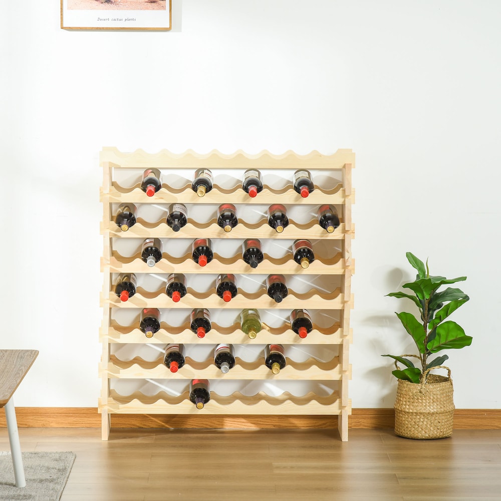 Freestanding 8-Tier Solid Wood Wine Rack Stackable Holder 72-Bottle
