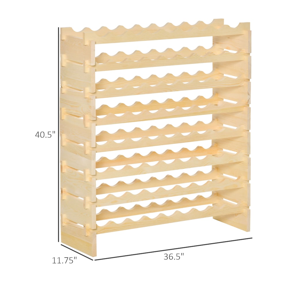 Freestanding 8-Tier Solid Wood Wine Rack Stackable Holder 72-Bottle