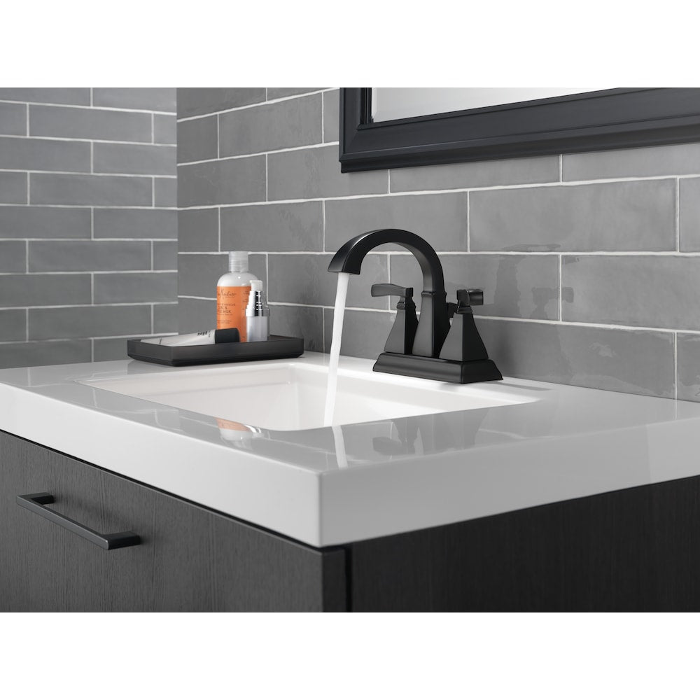 Robinet de lavabo de salle de bain à 2 poignées central Lakewood en noir mat