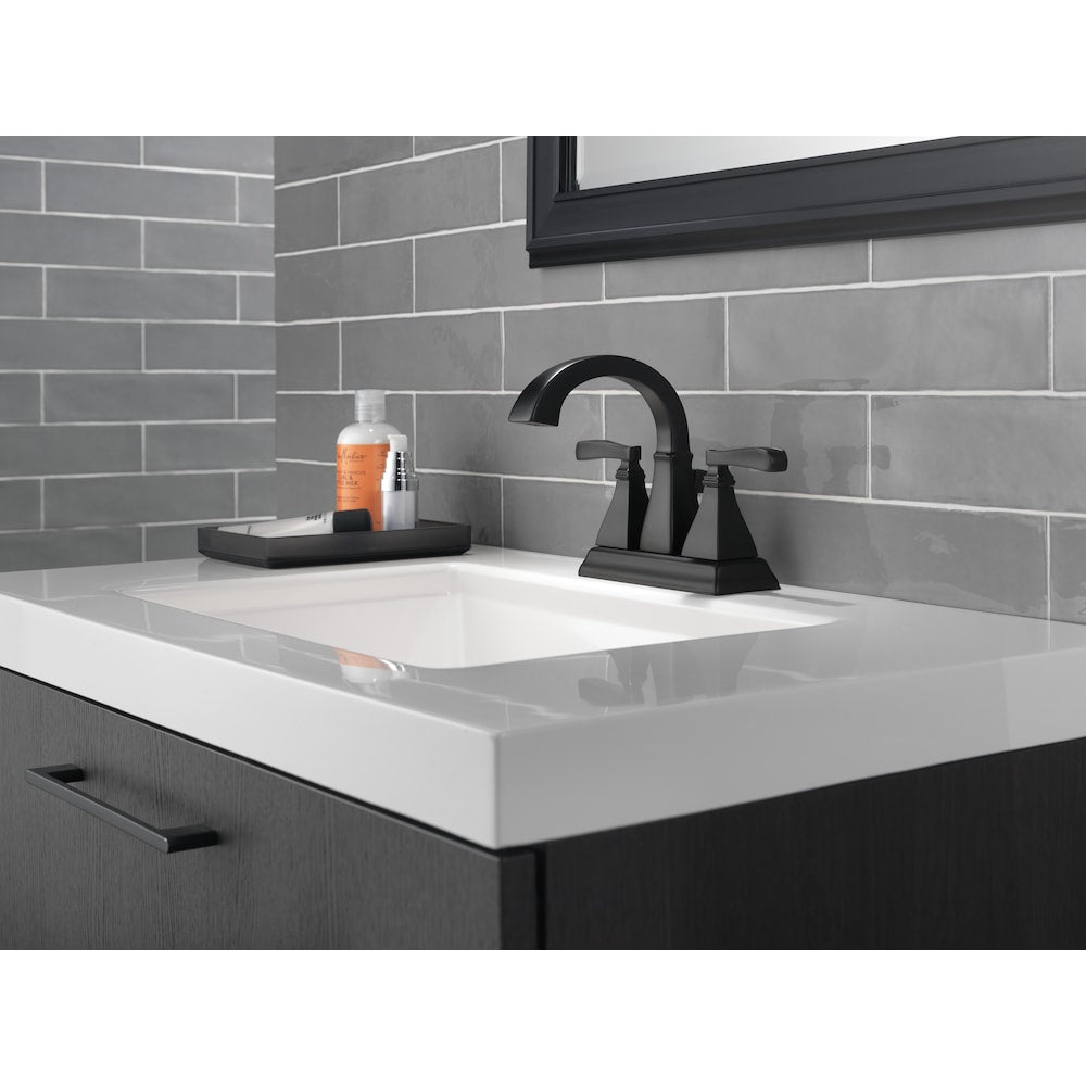 Robinet de lavabo de salle de bain à 2 poignées central Lakewood en noir mat