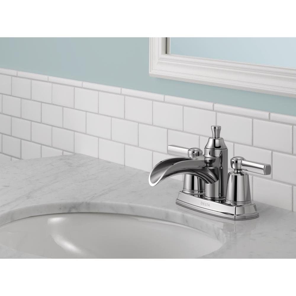 Robinet de lavabo de salle de bain à 2 poignées central Davis en chrome