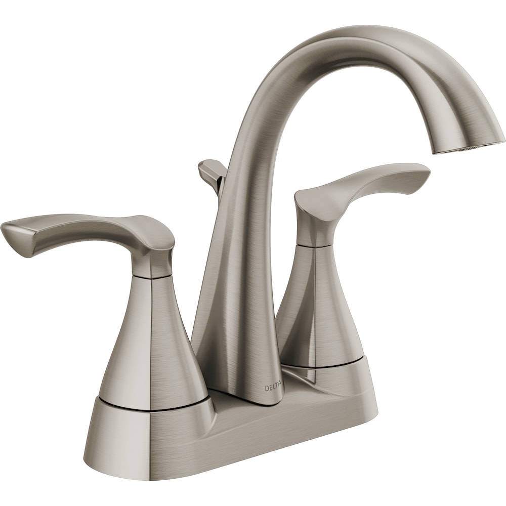 Robinet de lavabo de salle de bain central à 2 poignées Sandover en nickel brossé SpotShield