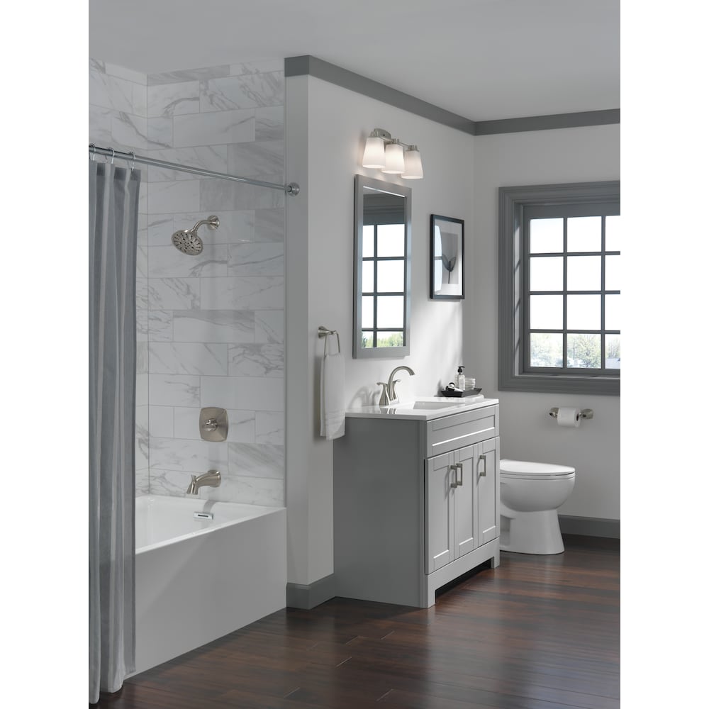 Robinet de lavabo de salle de bain central à 2 poignées Sandover en nickel brossé SpotShield