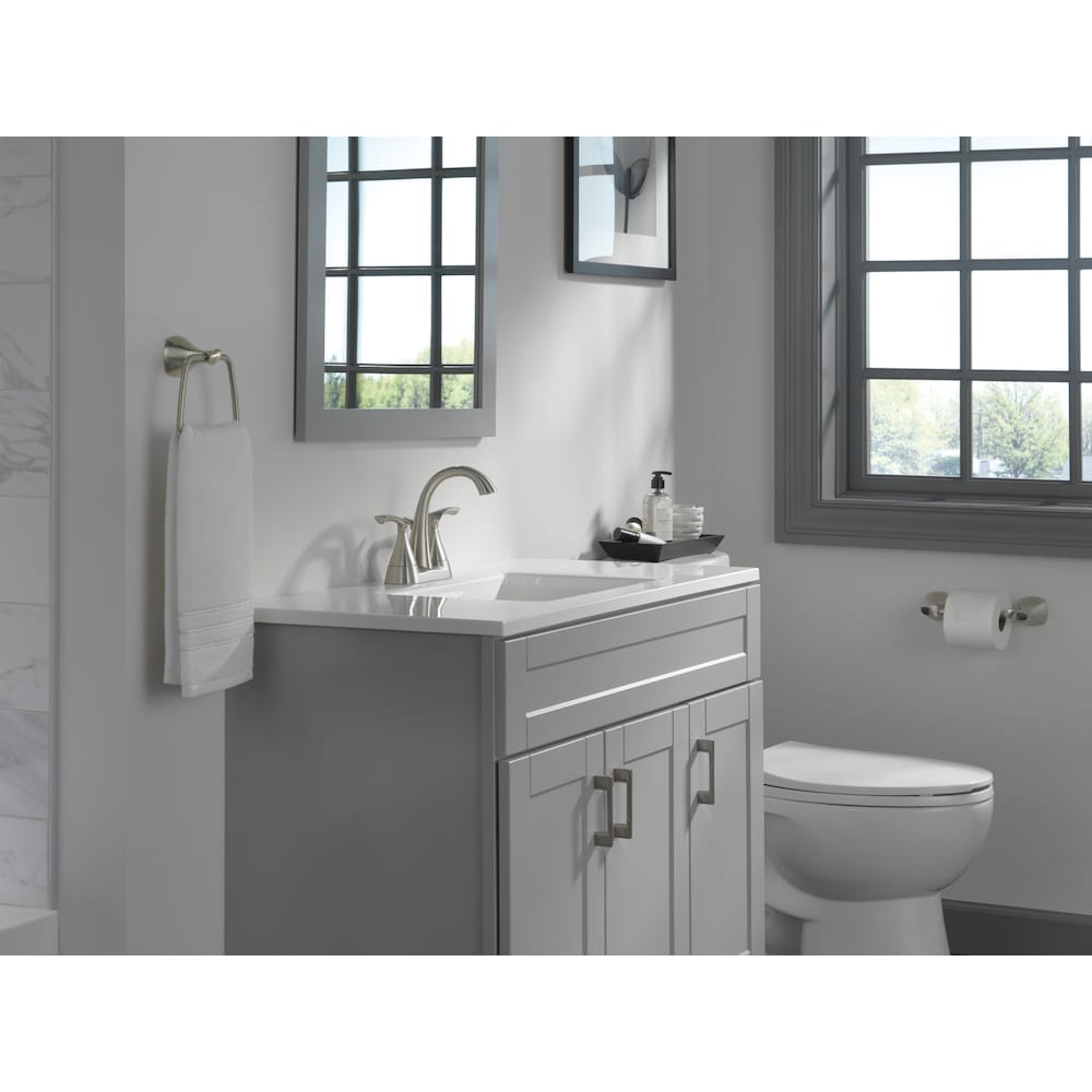 Robinet de lavabo de salle de bain central à 2 poignées Sandover en nickel brossé SpotShield