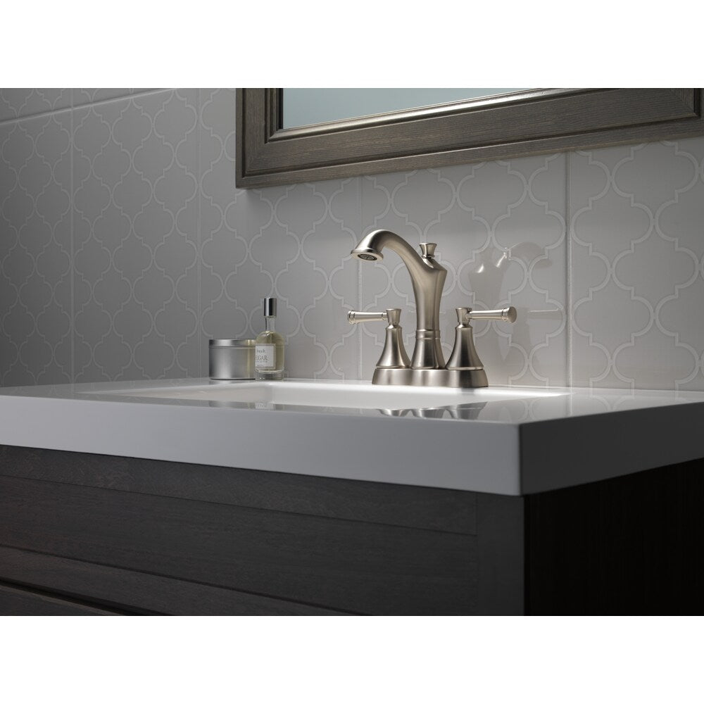 Robinet de lavabo de salle de bain à 2 poignées central Valdosta en nickel brossé SpotShield