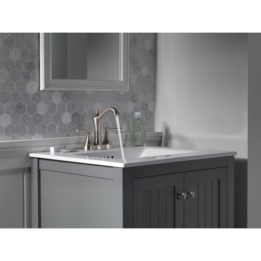 Robinet de lavabo de salle de bain à 2 poignées central Valdosta en nickel brossé SpotShield