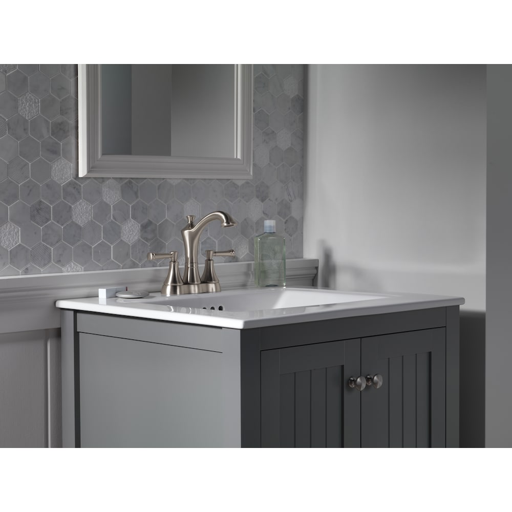 Robinet de lavabo de salle de bain à 2 poignées central Valdosta en nickel brossé SpotShield
