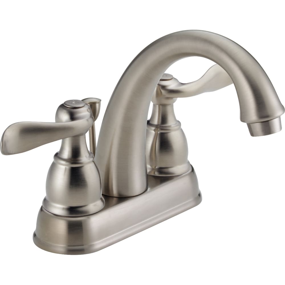 Robinet de lavabo de salle de bain central à 2 poignées Windemere en nickel brossé