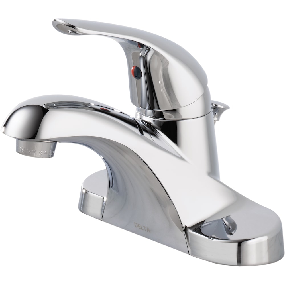 Robinet de lavabo de salle de bain à poignée unique à montage sur pont, débit d'eau standard en chrome