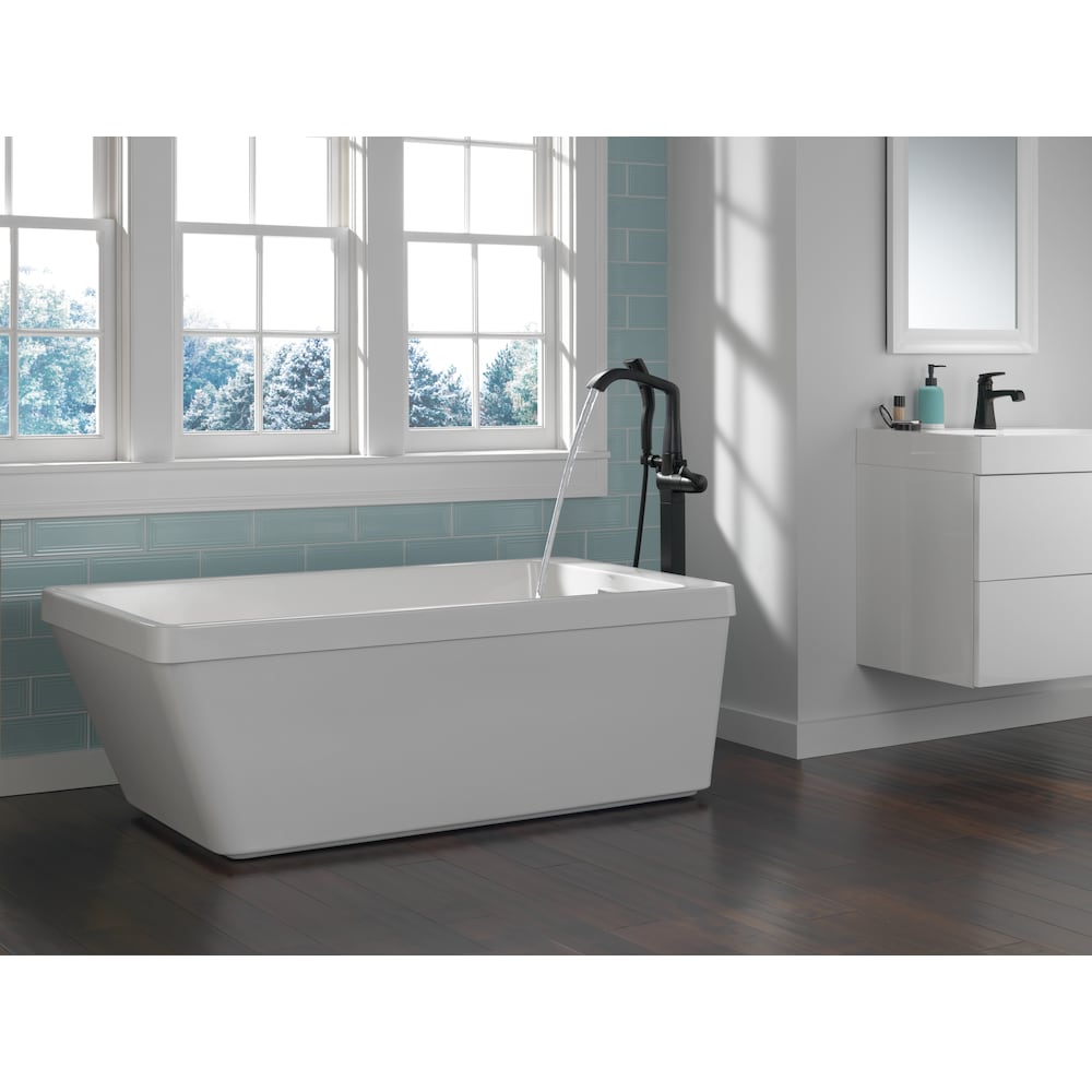 Robinet de lavabo de salle de bain à trou unique Ashlyn à poignée unique et à débit standard, montage sur pont, noir mat