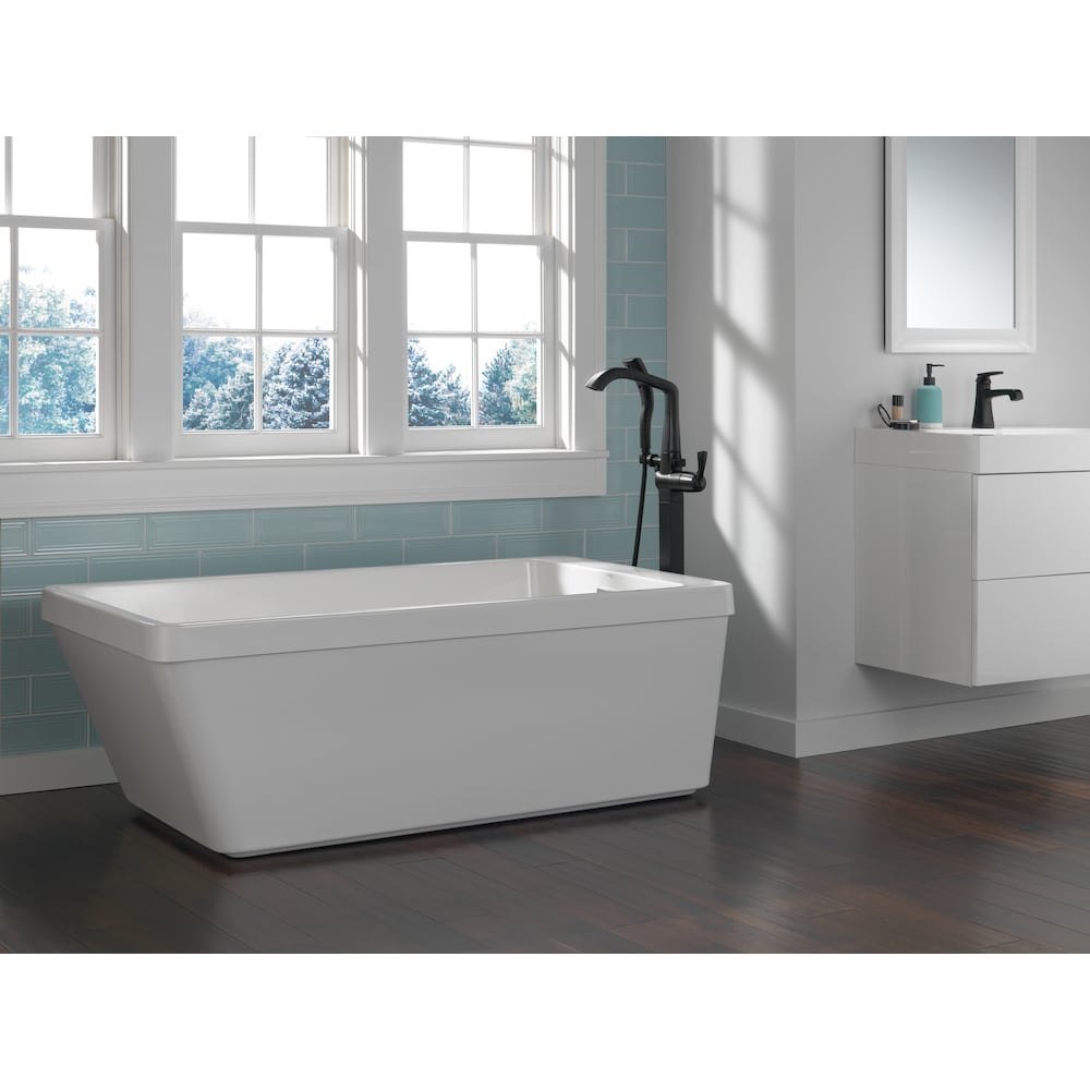 Robinet de lavabo de salle de bain à trou unique Ashlyn à poignée unique et à débit standard, montage sur pont, noir mat