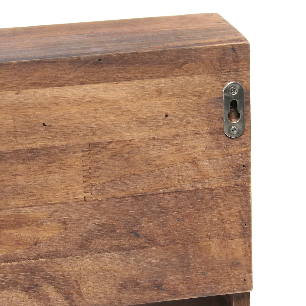 19.7 inch Restored Wood Bartow Wall Mounted Wood Wine Rack Shelf with Glass Holder