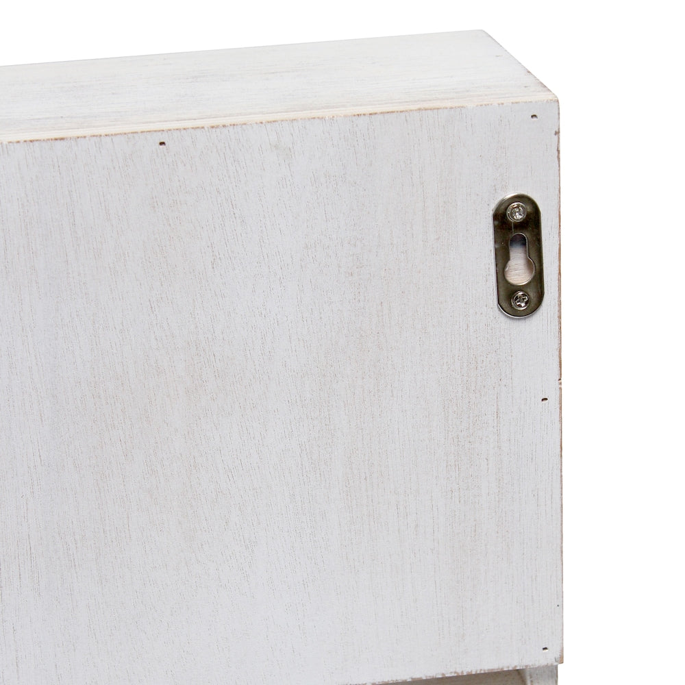 19.7 inch White Wash Bartow Wall Mounted Wood Wine Rack Shelf with Glass Holder