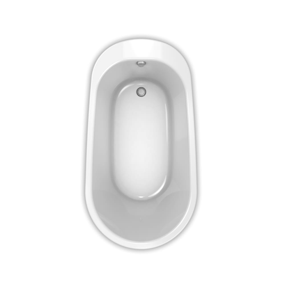 Baignoire autoportante ovale en acrylique appliqué AcrylX de 60 po L x 32 po l x 25 po H Sax, 2 pièces, drain d'extrémité, en argent sterling avec profondeur de trempage de 14 po