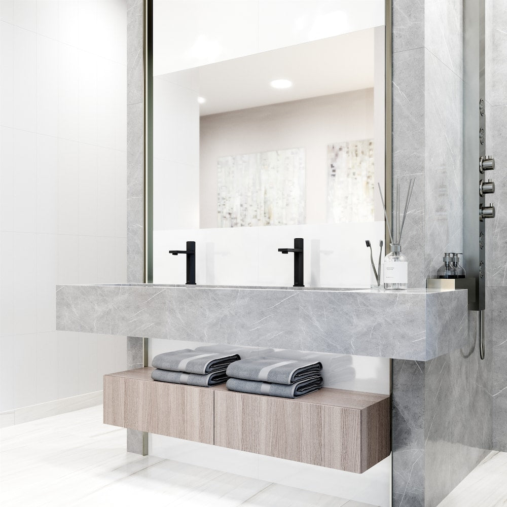 Robinet de salle de bain monotrou à poignée unique Nova en noir mat