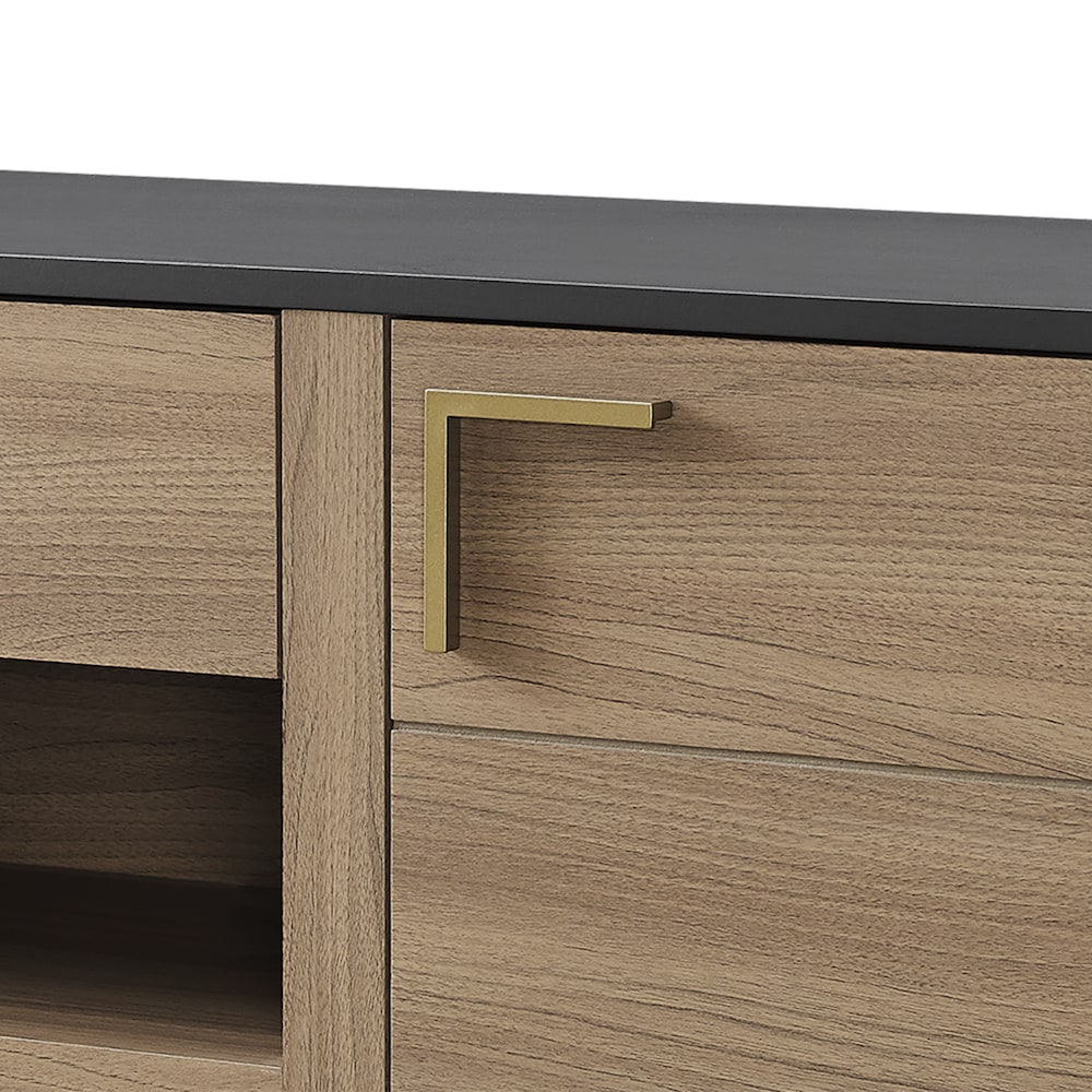 Venice 55 inch. W Infrared Electric Fireplace Media Mantel TV Stand in Light Walnut