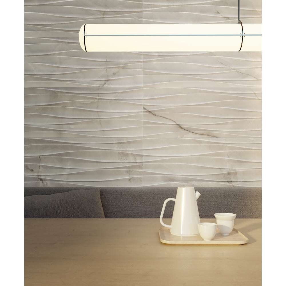 Carreaux muraux en céramique rectifiés mats Raffino Onyx Suave Curva de 12 po x 36 po (14,53 pi2/boîte)