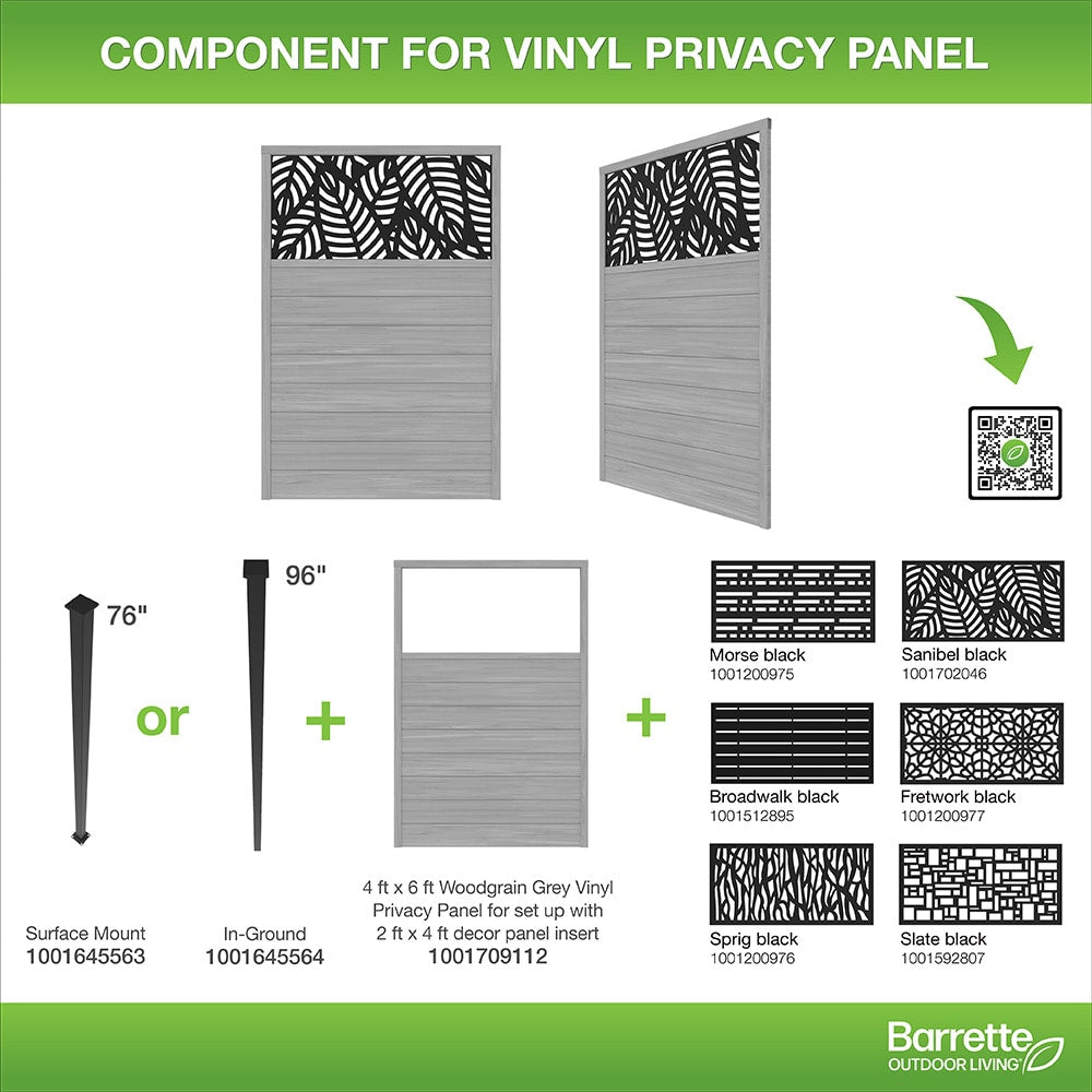 Panneau de clôture de confidentialité en vinyle 4' x 6' pour panneau décoratif 2' x 4' en bois flotté gris