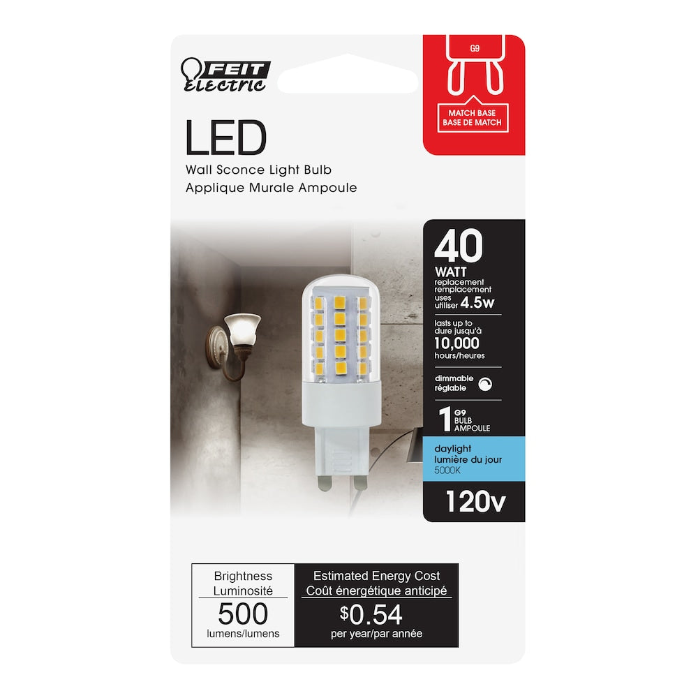Ampoule LED spécialisée à culot G9 à intensité variable équivalente à 40 W T4 lumière du jour