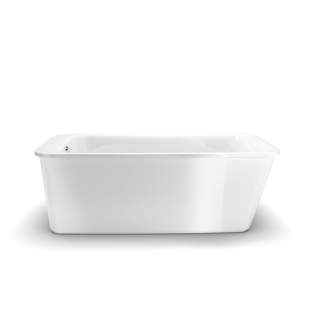 Baignoire autoportante rectangulaire en acrylique Lounge 2 pièces de 64 po L x 34 po l x 22 po H, drain d'extrémité, en blanc avec profondeur de trempage de 14,5 po