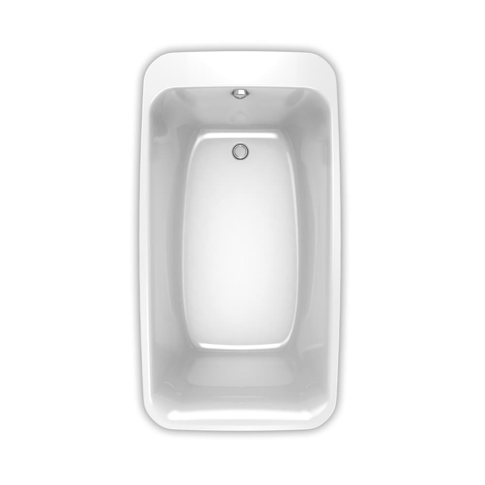 Baignoire autoportante rectangulaire en acrylique Lounge 2 pièces de 64 po L x 34 po l x 22 po H, drain d'extrémité, en blanc avec profondeur de trempage de 14,5 po