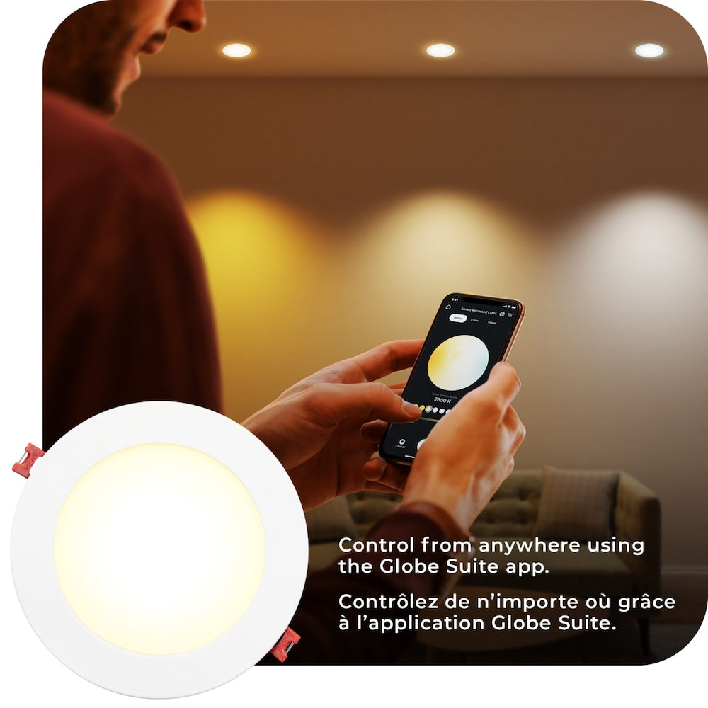 Wi-Fi Smart 6" Ultra Slim LED Recessed Lighting 2-Pack,12W, Multicolor Changing RGB, Tunable White
