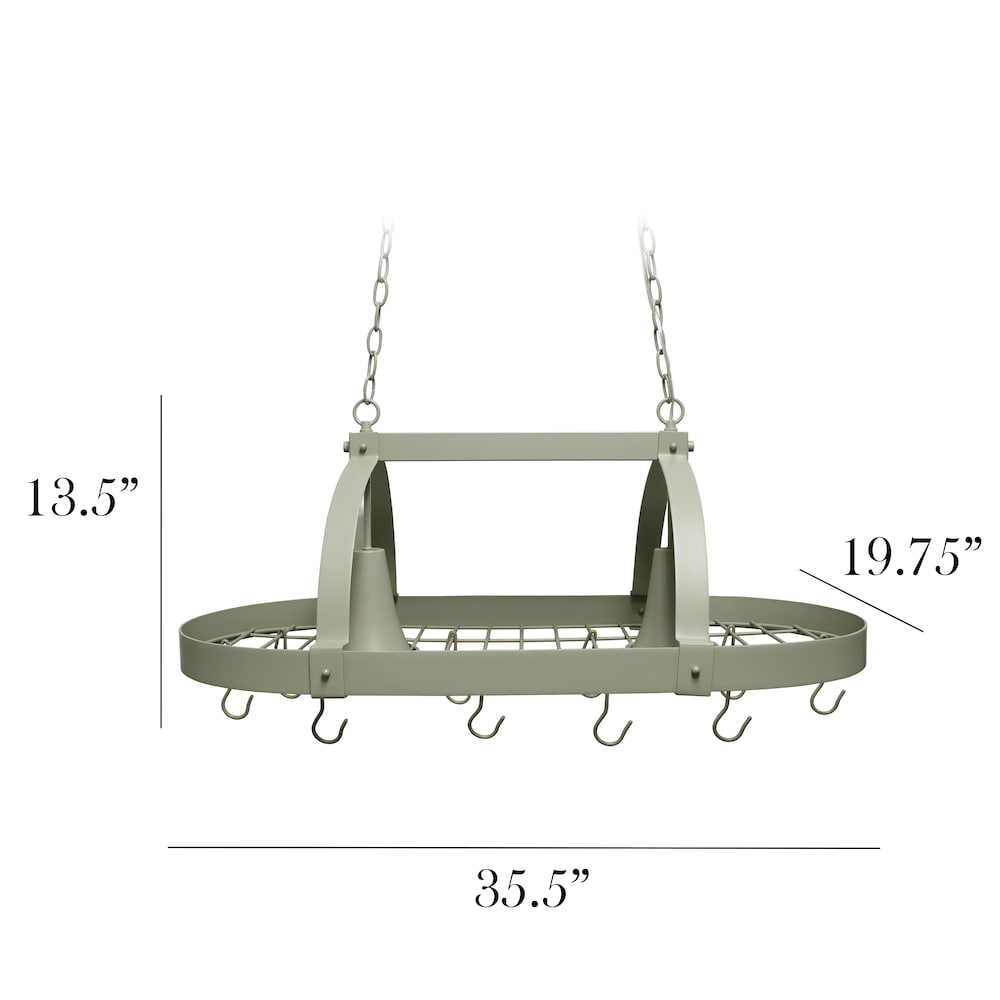 35.5 inch Slate 2 Light Kitchen Pot Rack with Downlights