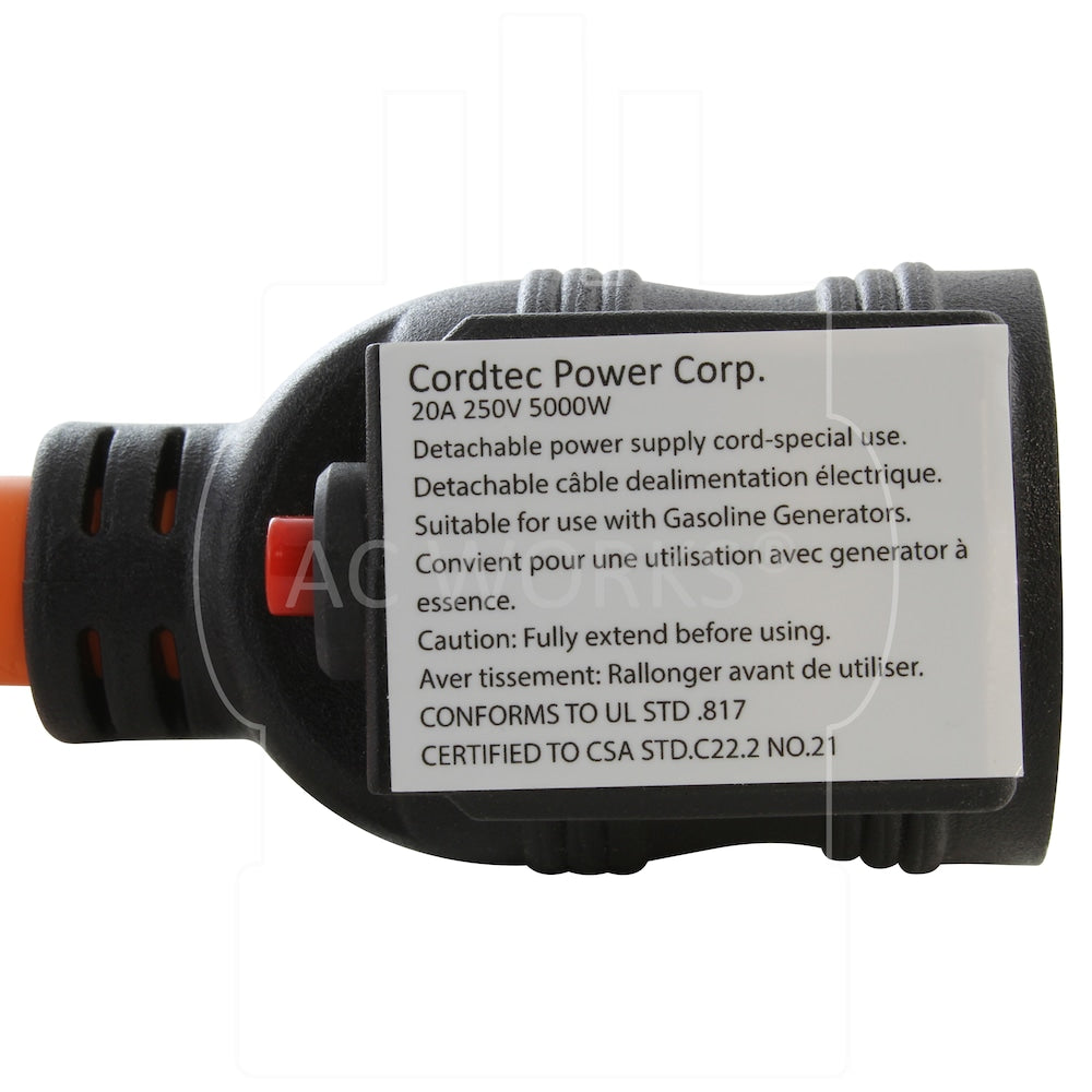 1.5FT 30A 4-Prong L14-30P Locking Plug to 6-15/20 Outlet with 20A Breaker
