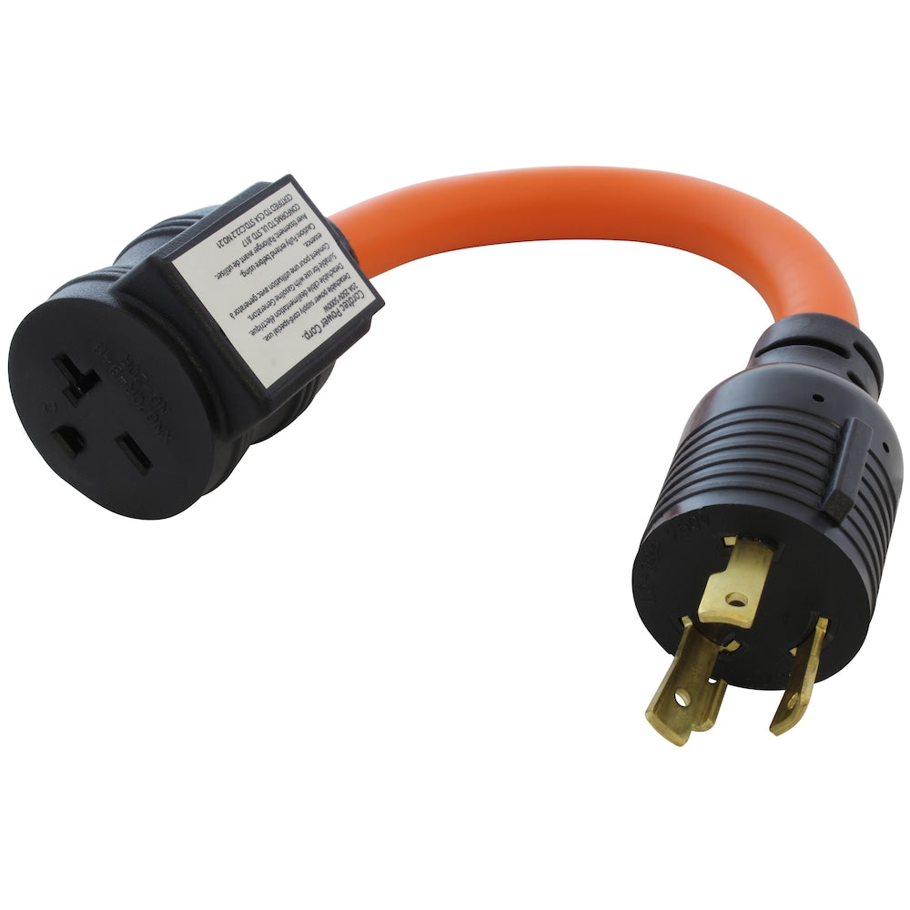 1FT 30A 3-Prong L6-30P Locking Plug to 6-15/20 Outlet with 20A Breaker