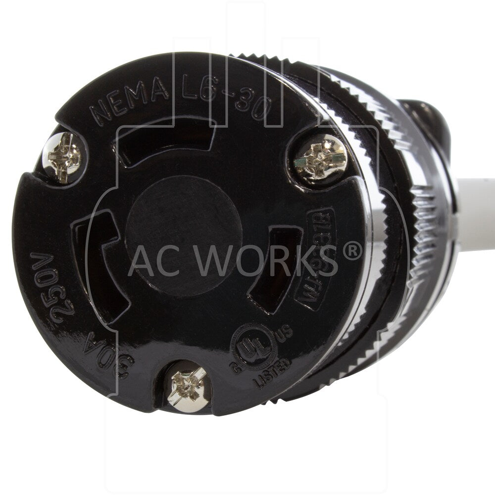 1FT 30A 6-30P Commercial HVAC Plug to L6-30R 30A 250V Locking Connector