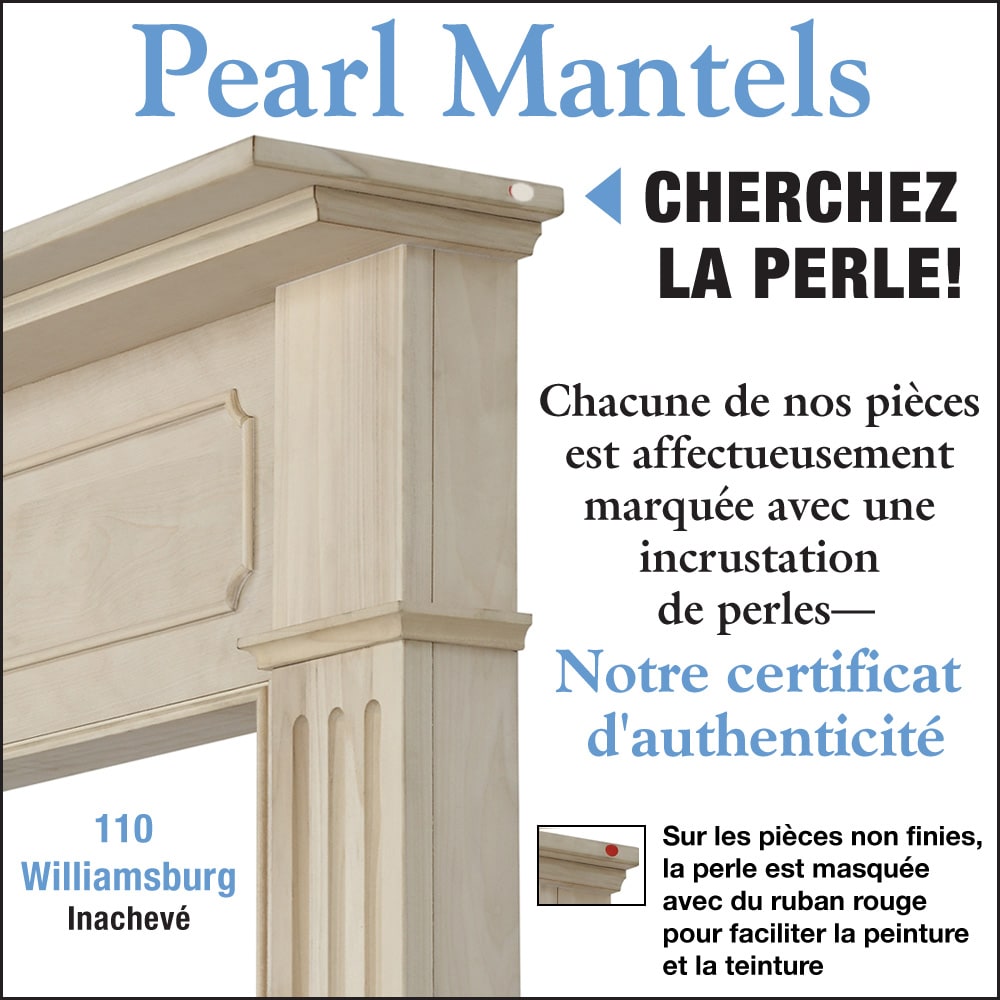 Le manteau de cheminée Williamsburg de 56 po non fini