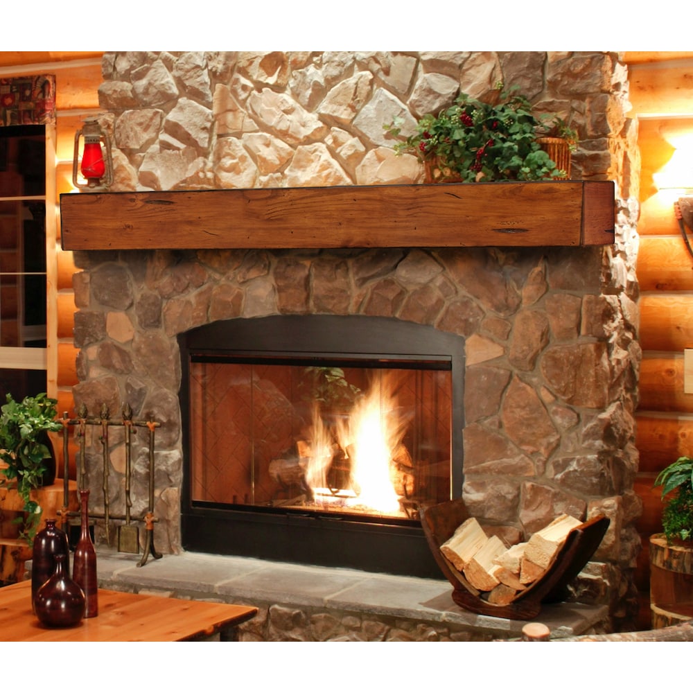 Étagère ou étagère de cheminée Lexington 72" avec finition vieillie rustique moyenne