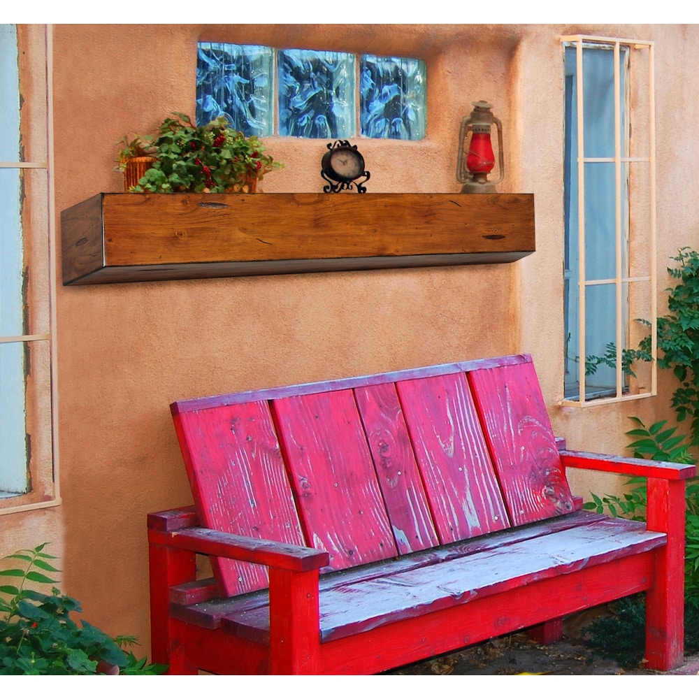Étagère ou étagère de cheminée Lexington 72" avec finition vieillie rustique moyenne