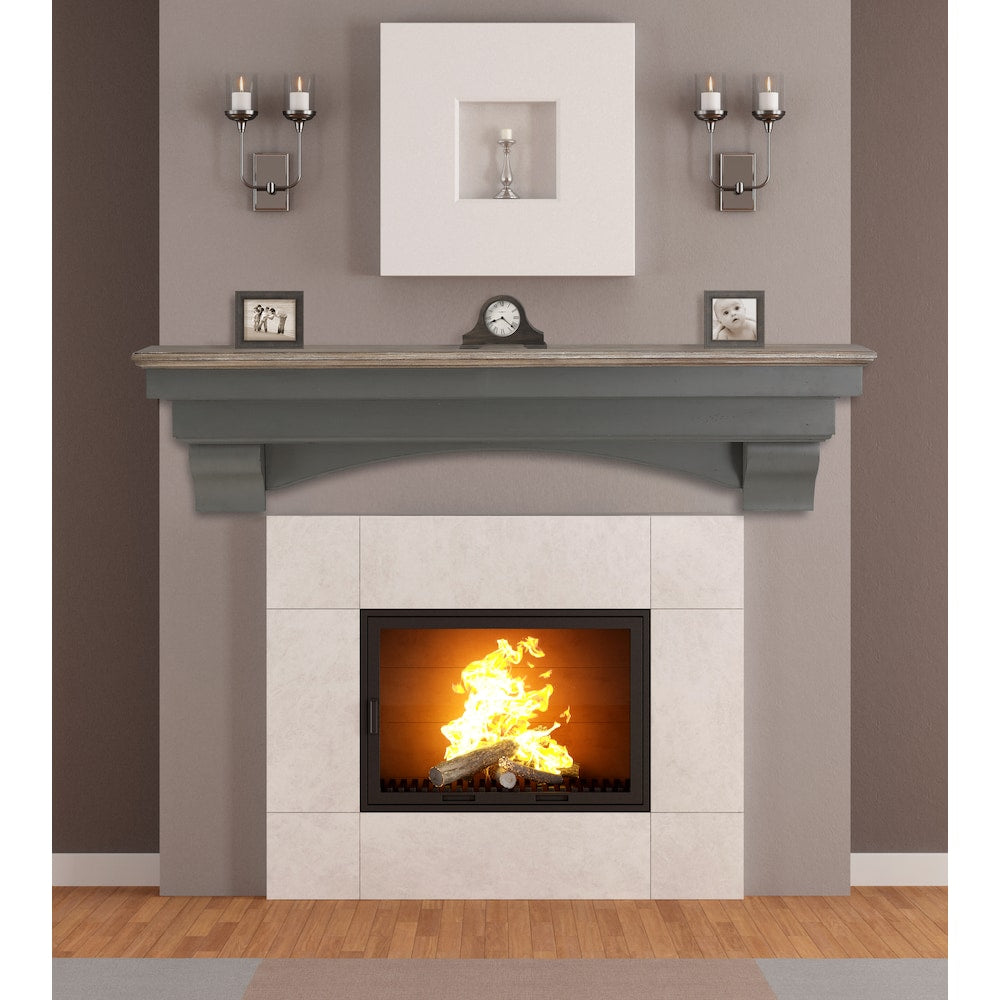 Étagère ou étagère de cheminée Hadley 48" avec finition vieillie Cottage