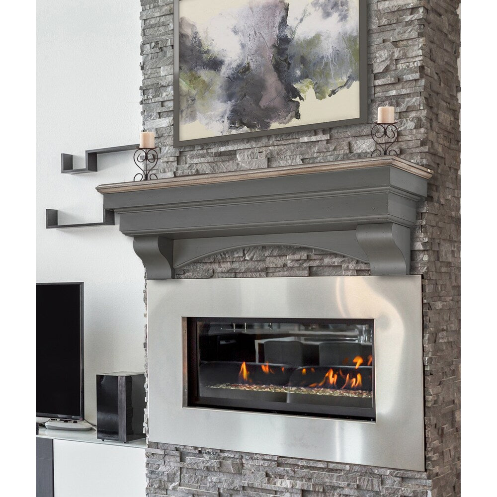 L'étagère ou étagère de cheminée Hadley 60" au fini vieilli Cottage