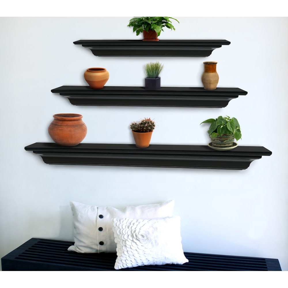 Étagère ou étagère de cheminée Crestwood 48" en MDF avec peinture noire