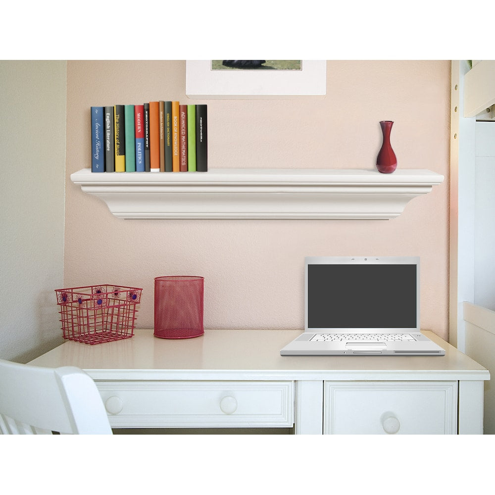 L'étagère ou la tablette de cheminée Crestwood de 60 po MDF peinture blanche