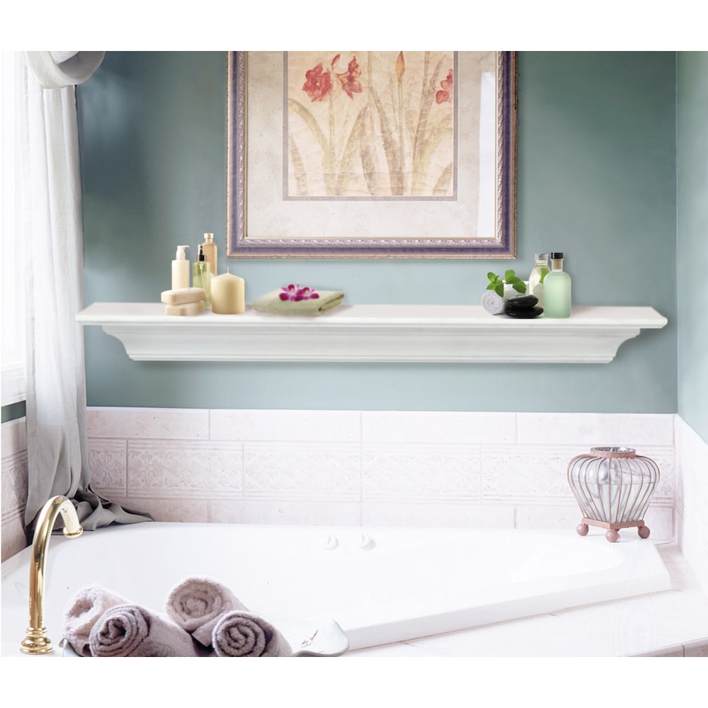 L'étagère ou la tablette de cheminée Crestwood de 60 po MDF peinture blanche