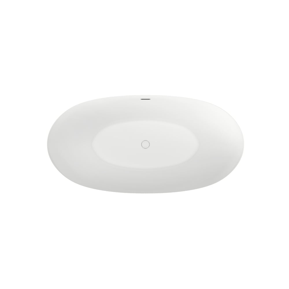 Baignoire autoportante ovale en acrylique Carmen de 59 pouces avec drain central en blanc